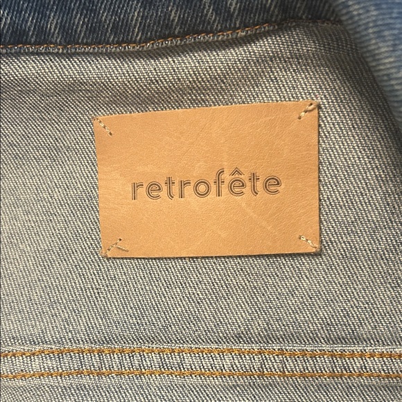 Retrofete Rissa Puff Sleeve Cropped Distressed Denim Jean Jacket Size M EUC - Picture 3 of 6